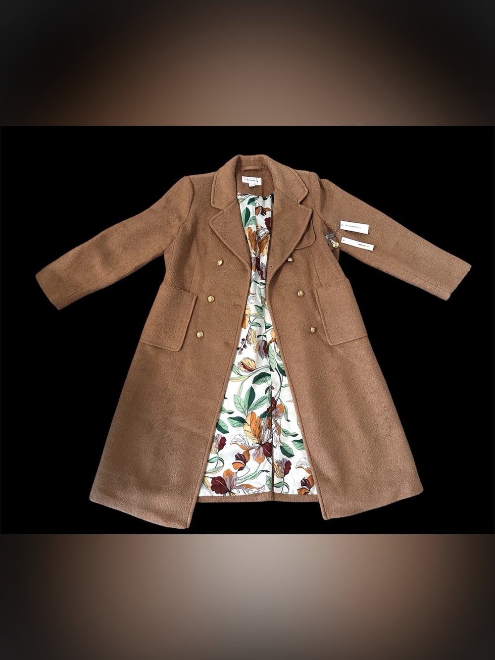 NWT Liz Claiborne Double Breasted Wool Blend Coat Women’s XXL Floral Lining $230